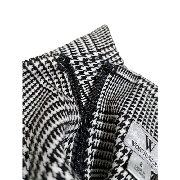 Worthington Skirt Womens Size 8 Black Houndstooth Career Staple Y2K Grunge Work - Picture 8 of 9